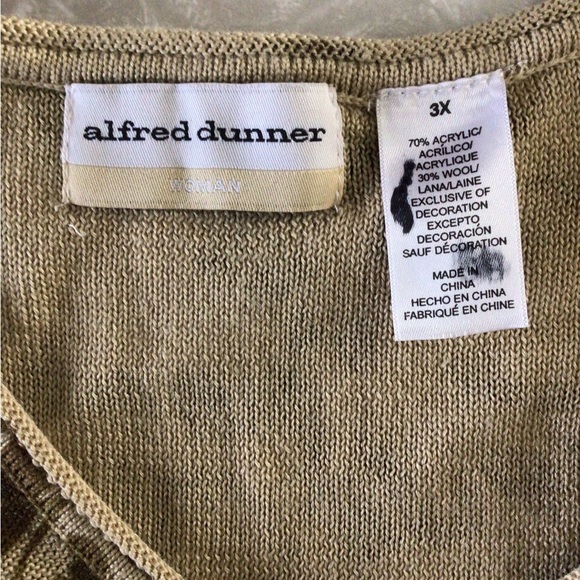 Vintage Alfred Dunner v- neck size 3X tan brown floral print cardigan sweater - Picture 3 of 11